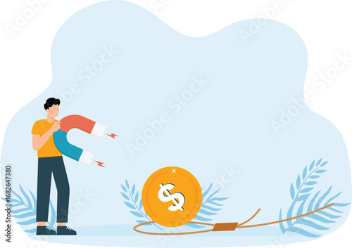 Businessman running to money pitfall and in danger concept,


