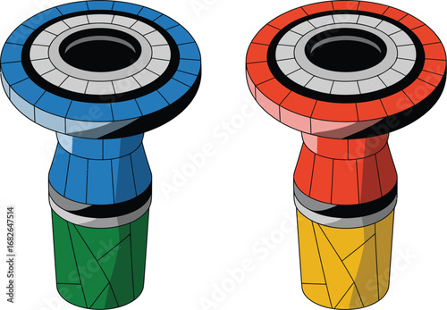 Isometric colorful hookah tips vector illustration isolated