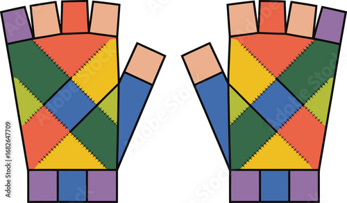 Buy colorful patchwork fingerless gloves unique hand warmers