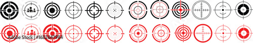 Target icon set.target icon on isolated background. Crosshair icon in black.Editable Stroke, Pixel Perfect, Stock Illustration. Goal symbol collection. Darts icon. Hitting the bullseye icon line.