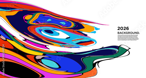 Abstract Psychedelic Brutalism Wave Blob Striped Motion Curves Composition Morphing Amoeba Fluid Shape Background