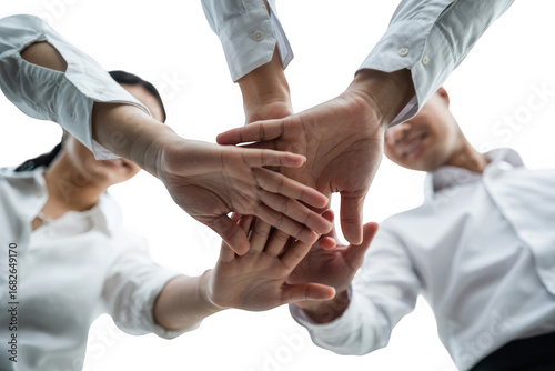 Diverse hands unite in powerful symbol of teamwork collaboration and shared success in business transparent background