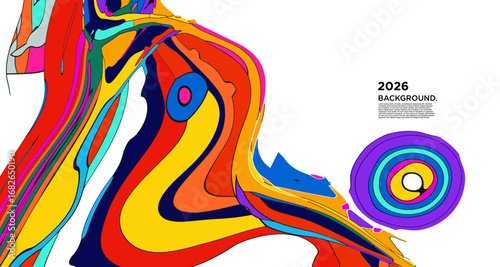 Abstract Psychedelic Brutalism Wave Blob Striped Motion Curves Composition Morphing Amoeba Fluid Shape Background