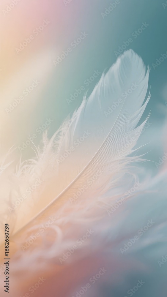 Obraz premium Soft White Feather Against a Pastel Gradient Background