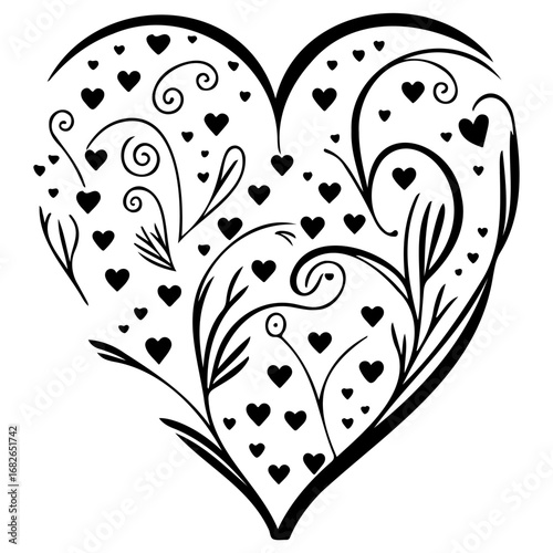 Elegant heart shaped floral arrangement with intricate details and delicate hearts symbolizes love