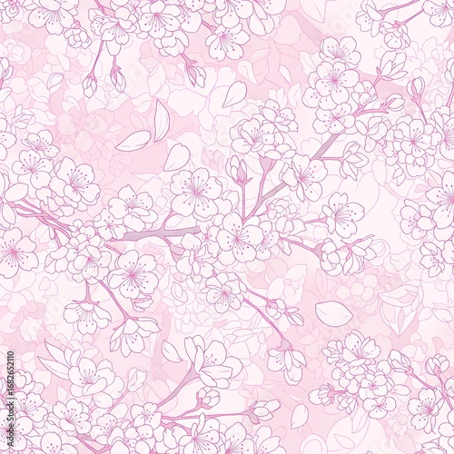 sakura flower illustration background seamless pattern	