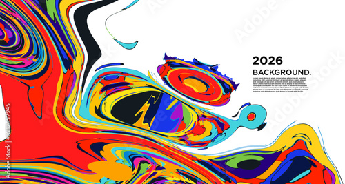 Abstract Psychedelic Brutalism Wave Blob Striped Motion Curves Composition Morphing Amoeba Fluid Shape Background