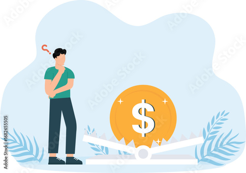 Businessman investor running into lore money pitfall, Financial money trap and risk in investment for business success concept, 

