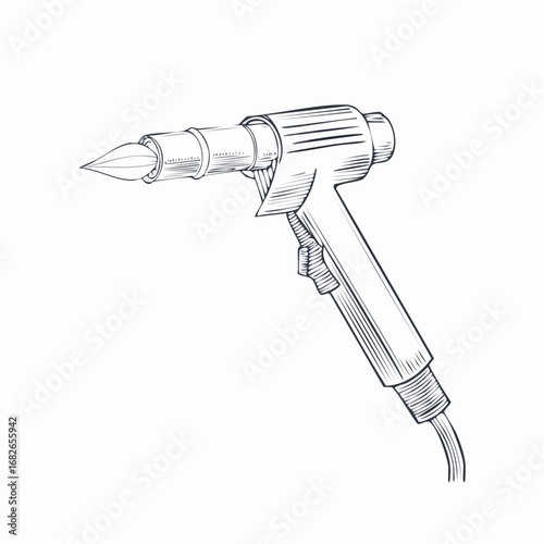 Illustration of a professional quality sealant gun with a nozzle and trigger, ready for application and repair tasks