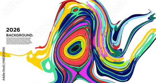 Abstract Psychedelic Brutalism Wave Blob Striped Motion Curves Composition Morphing Amoeba Fluid Shape Background