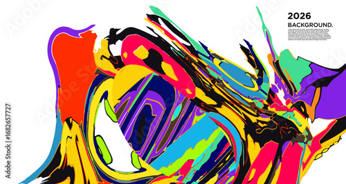 Abstract Psychedelic Brutalism Wave Blob Striped Motion Curves Composition Morphing Amoeba Fluid Shape Background