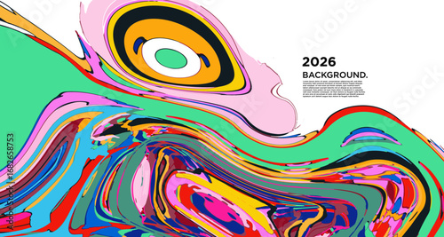 Abstract Psychedelic Brutalism Wave Blob Striped Motion Curves Composition Morphing Amoeba Fluid Shape Background