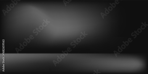 Limbo black background. Abstract dark gradient backdrop. Color wall of studio, room, stand for product display or photo. Modern banner with empty place for advertising text best