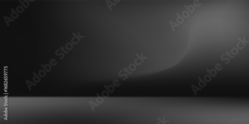 Limbo black background. Abstract dark gradient backdrop. Color wall of studio, room, stand for product display or photo. Modern banner with empty place for advertising text best