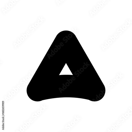 Minimalist Black Letter A Symbol with Rounded Edges and White Inner Triangle