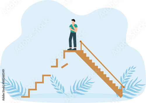 Ladder different ways and competition for business success concept. 

