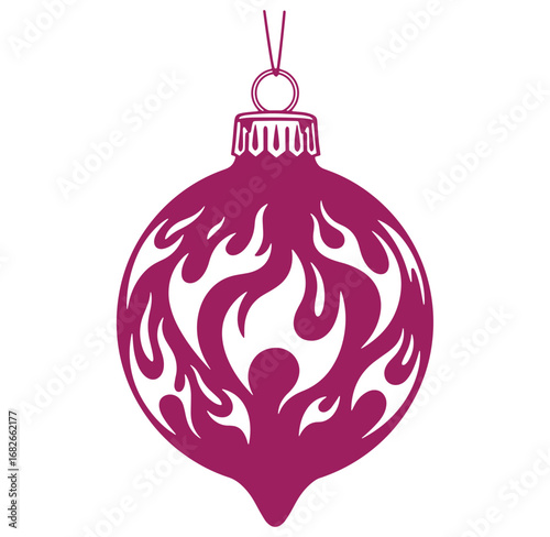 Festive christmas ornament design featuring stylized flames in deep purple color vector illustration