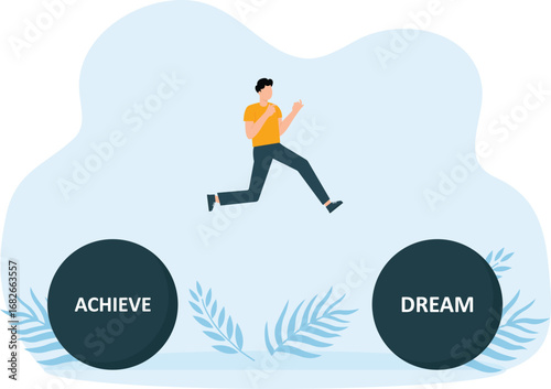 Businessman jumps and believe for success purpose concept, 

