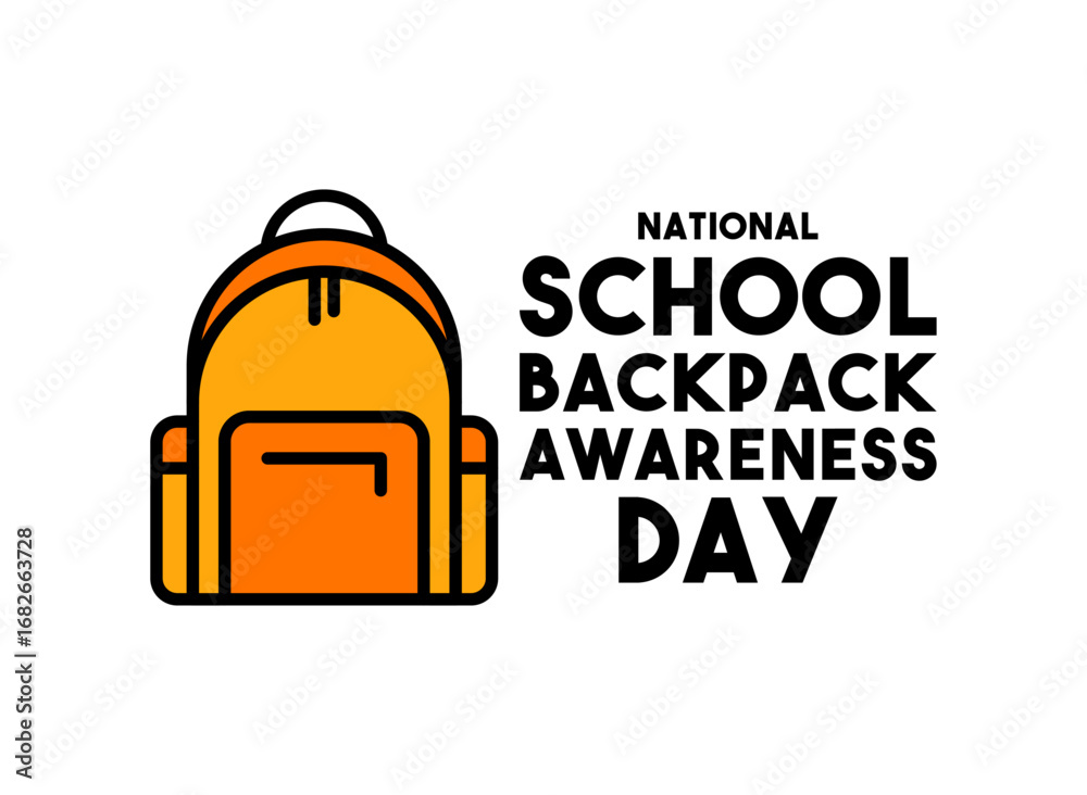 Naklejka premium National School Backpack Awareness Day. September. White background. Banner, card, background.