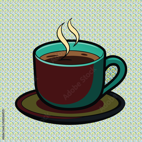 Warm and inviting coffee cup with steam and subtle design elements