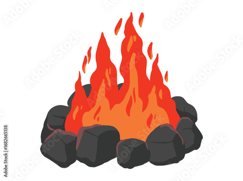 Coal Pile Wood Cartoon Illustration
