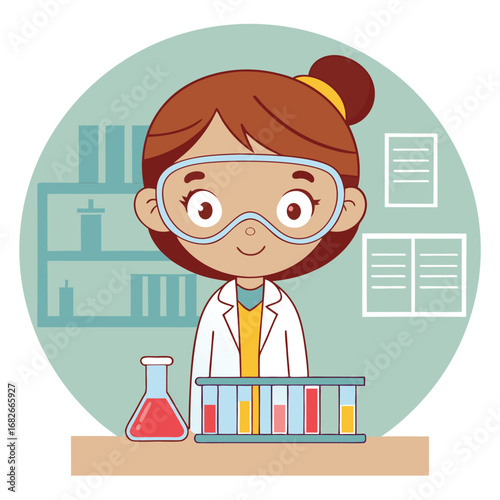 a-smart-girl-working-on-a-science-experiment---.eps