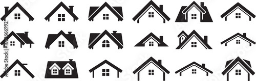 Variety of Black and White House Roof Logos
