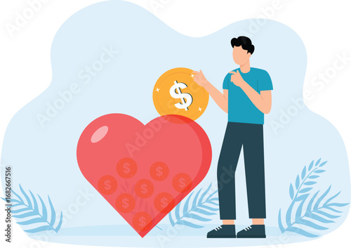 Donation support for sharing humanity and Love heart as a symbol of aid, Assistance to humanitarian organizations or social funding projects concept,

