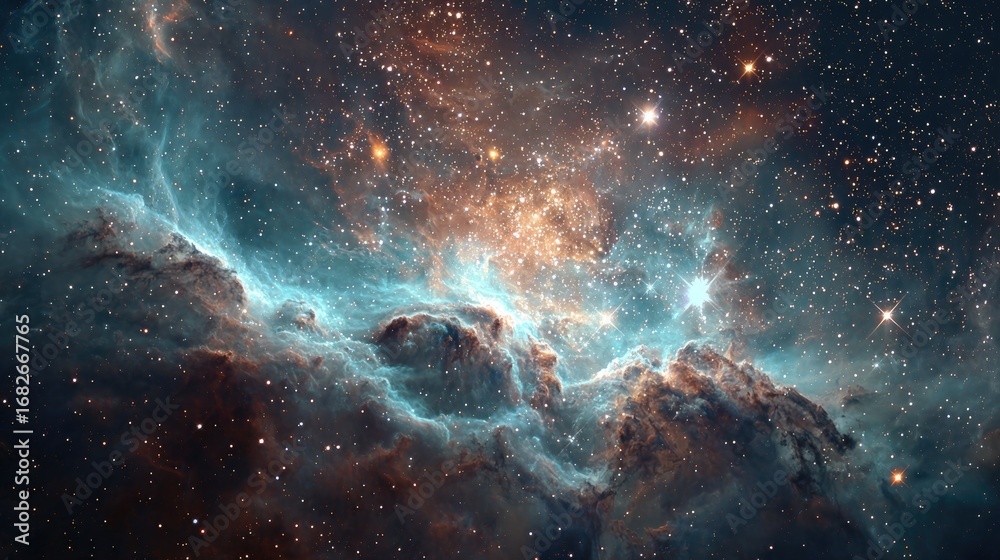 Fototapeta premium Cosmic nebula, swirling clouds of gas