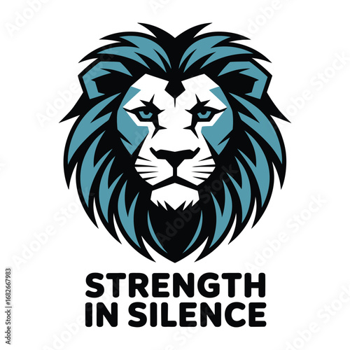Stylized Lion Head with Text