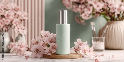 spa still life with pink flowers