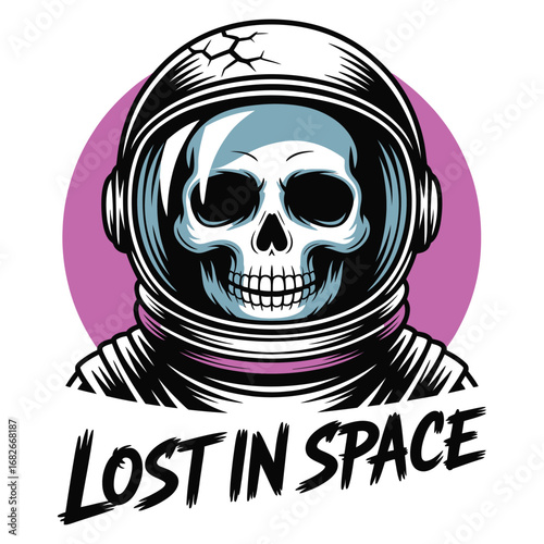 Lost in Space Astronaut Skull Illustration