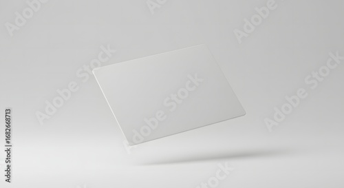 Minimal 3D business card mockup floating with soft shadow on clean background