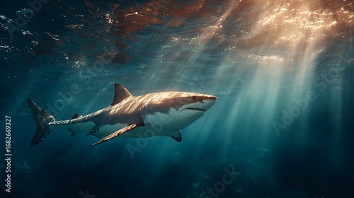 Majestic Great White Shark Underwater