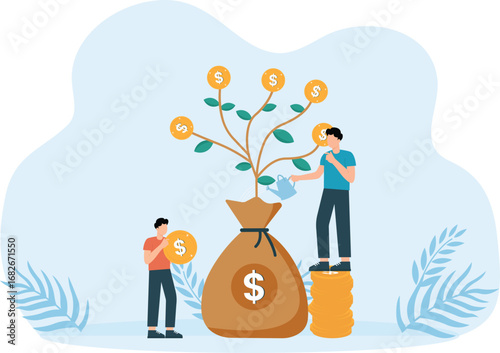Businessman with declining corporate income, The decline of business processes in the financial crisis and Investment failure and budget collapse concept,

