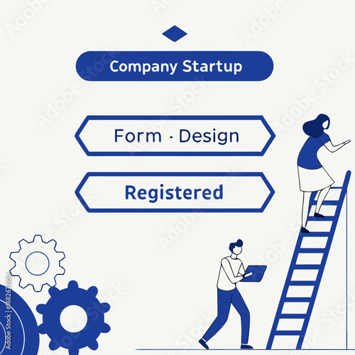 New Company Trademark Registration – Business Startup, Form Design, Brand Naming, Identity Building, and Company Formation Process Flat Vector Illustration
