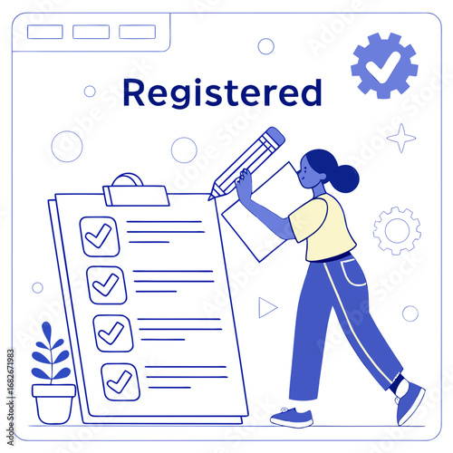 New Company Trademark Registration – Business Startup, Form Design, Brand Naming, Identity Building, and Company Formation Process Flat Vector Illustration
