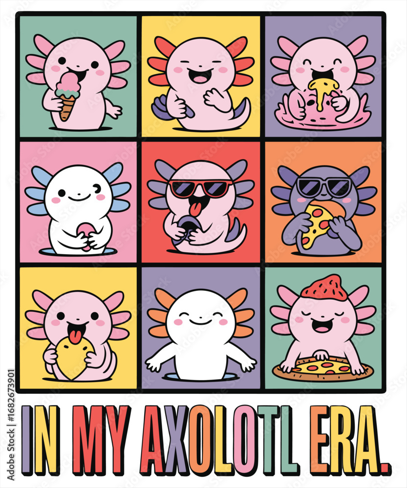 Fototapeta premium Axolotl T-Shirt Design for illustration and vector art