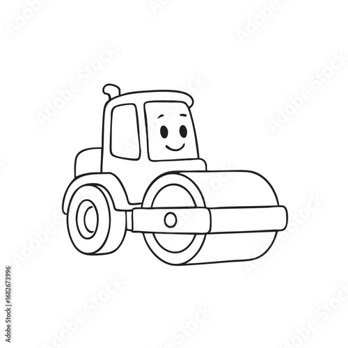 Cartoon Compactor Machine Kids Coloring Page