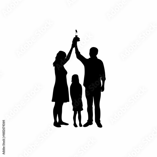 Family lighting candles during a power outage symbolizing unity and hope