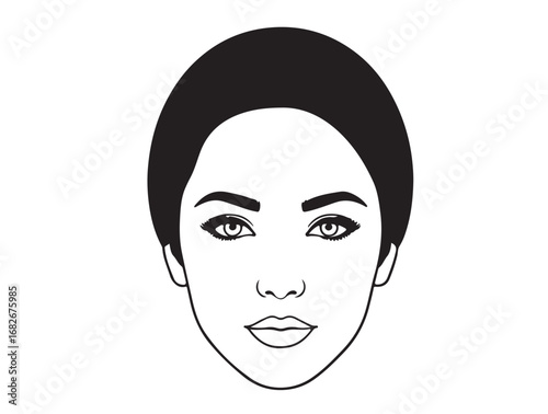 Girl outline face beauty of front look in silhouette.