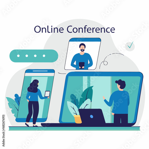 Freelance and Outsourcing Online Service Platform – Remote Work, Flexible Schedule, and Online Video Conference Flat Vector Illustration
