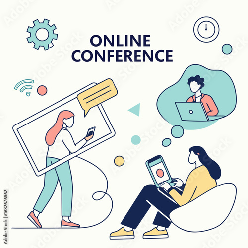 Freelance and Outsourcing Online Service Platform – Remote Work, Flexible Schedule, and Online Video Conference Flat Vector Illustration
