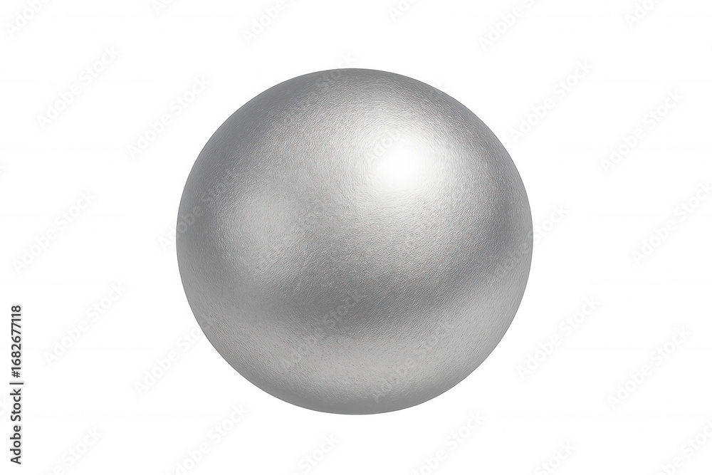 Obraz premium Metallic silver sphere with rough surface glowing on a transparent background, perfect for graphic design projects