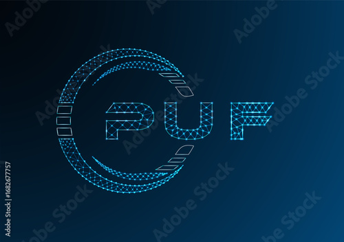 PUF low poly letter logo vector design. PUF lower poly logo design. Low poly logo.