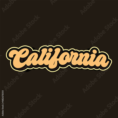 California state hand lettering isolated on yellow background. Modern calligraphy for posters, cards, t-shirts, postcards, souvenirs and stickers. Vector illustration