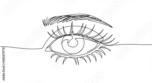 Detailed sketch of an eye with eyelashes