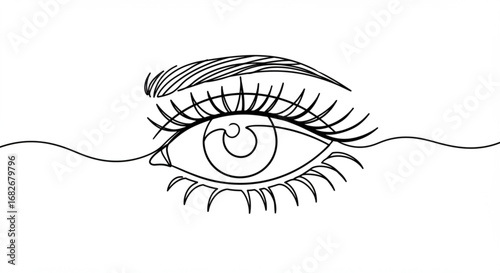 Minimalist eye illustration with eyelashes
