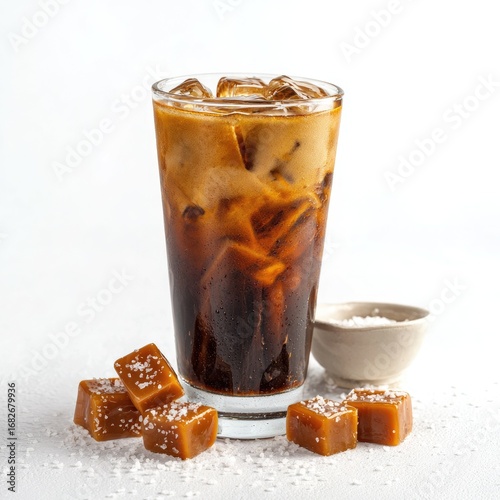 Caramel iced coffee with sea salt