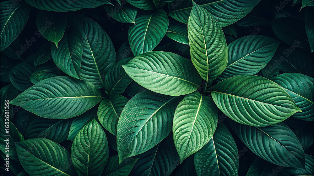 Naklejka premium Featuring a dense arrangement of large, lush Colorful leaves.